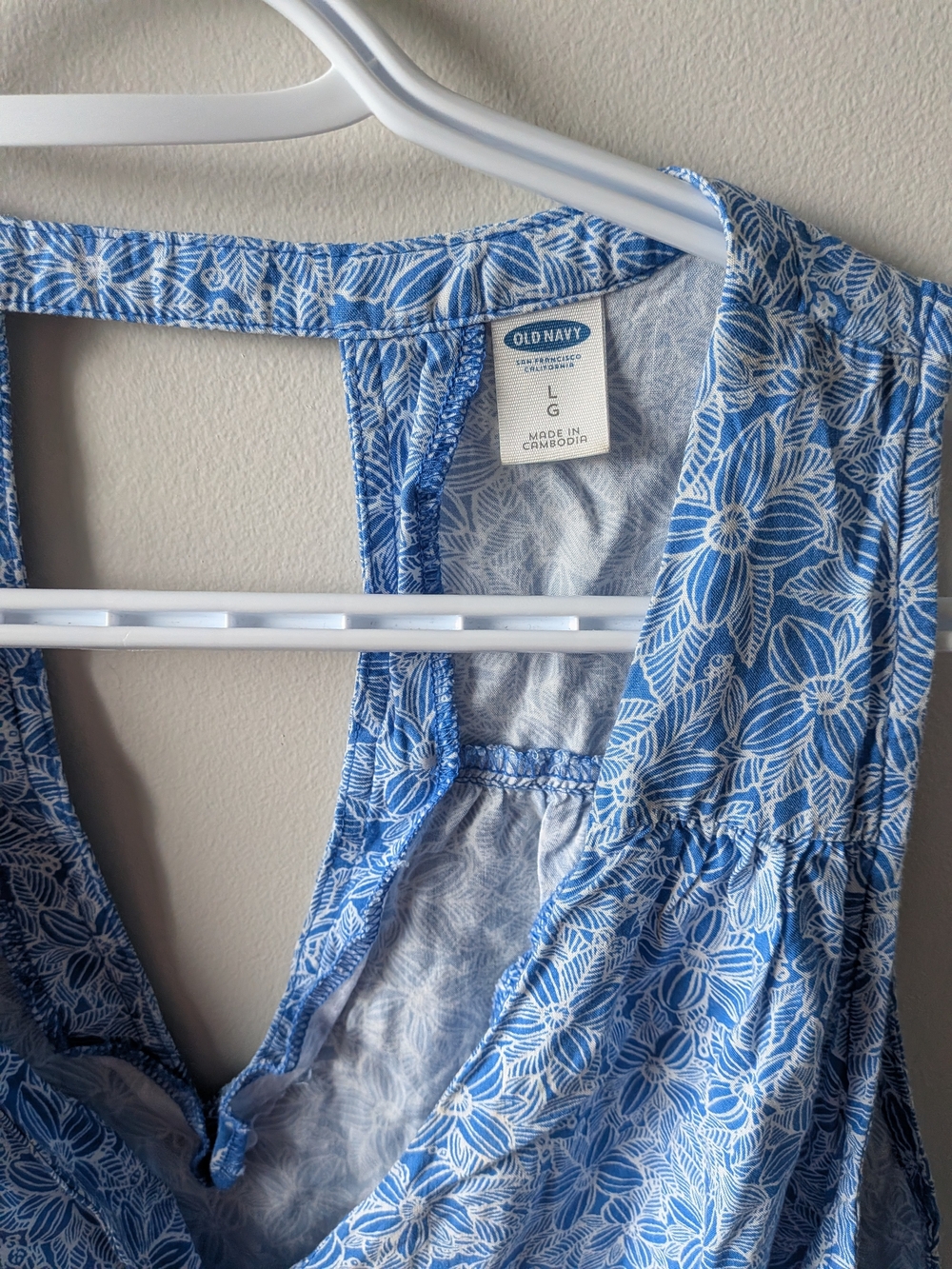 Old Navy Light Blue Floral V-Neck Sleeveless Mini Dress - Picture 3 of 6